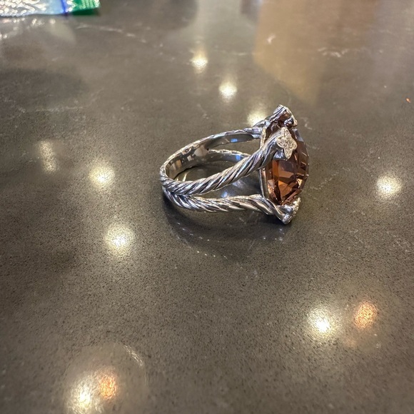 David Yurman Silver Ring with morganite Gemstone - Picture 2 of 5